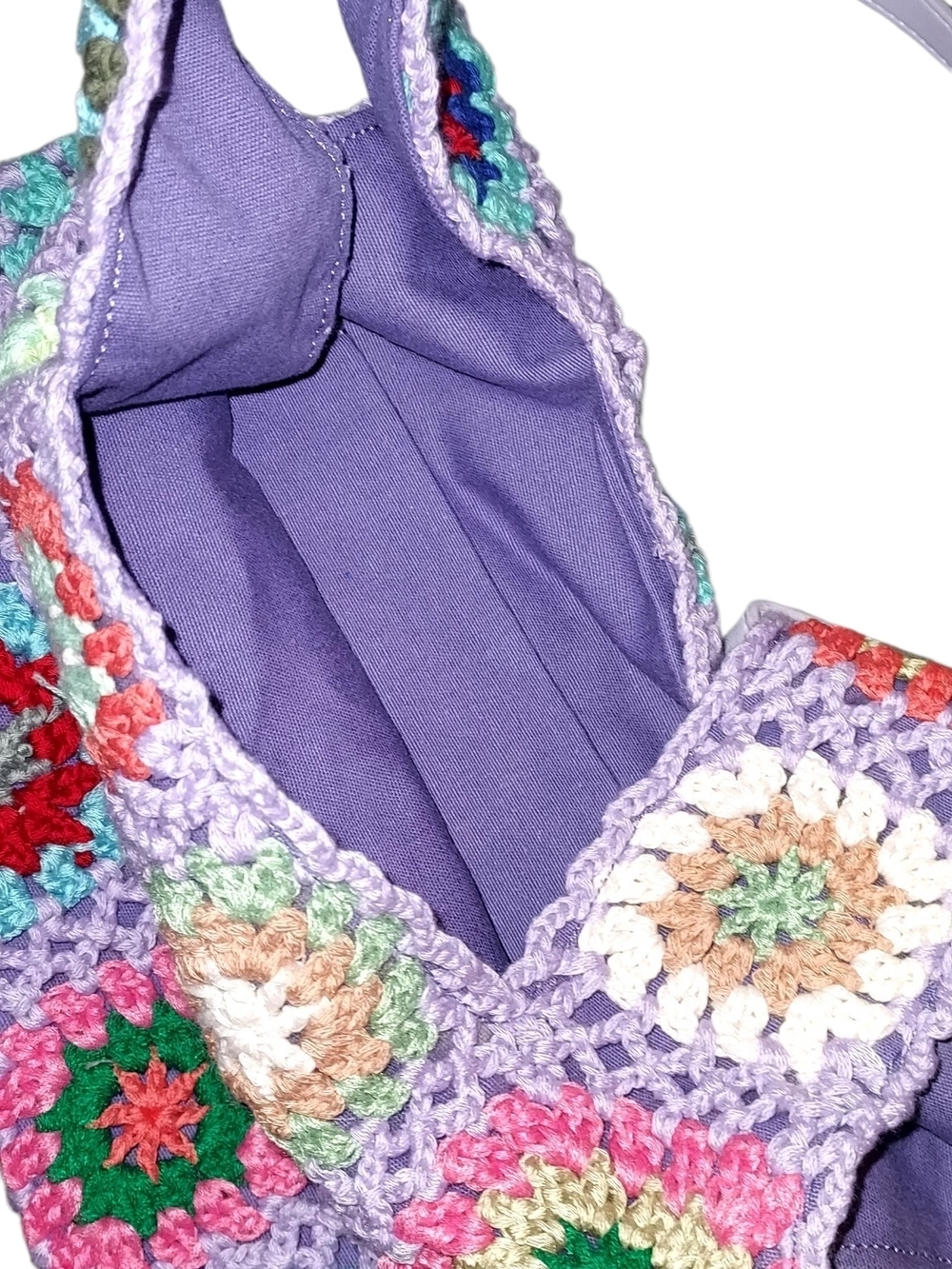 Lavender Crochet Granny Square Shoulder Bag - Picture 3 of 4